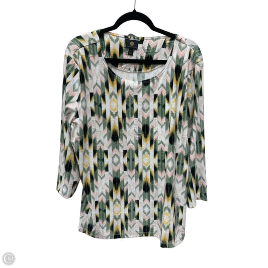 Top Long Sleeve By Jm Collections In Green & Pink, Size: 2x