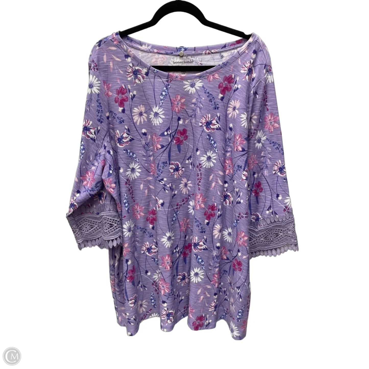 Top 3/4 Sleeve By Woman Within In Floral Print, Size: 2x