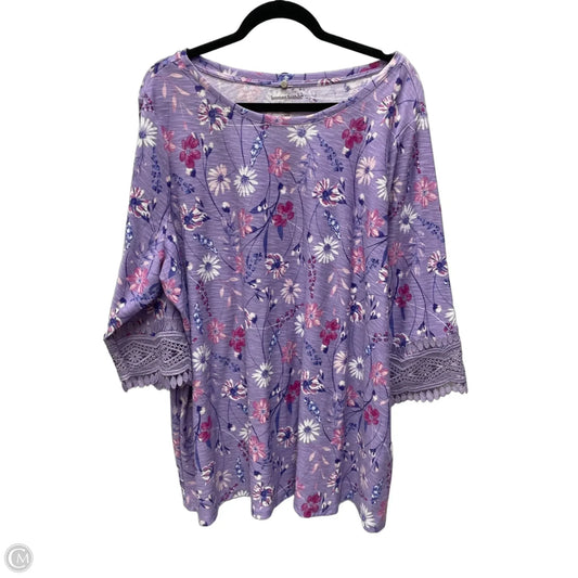 Top 3/4 Sleeve By Woman Within In Floral Print, Size: 2x
