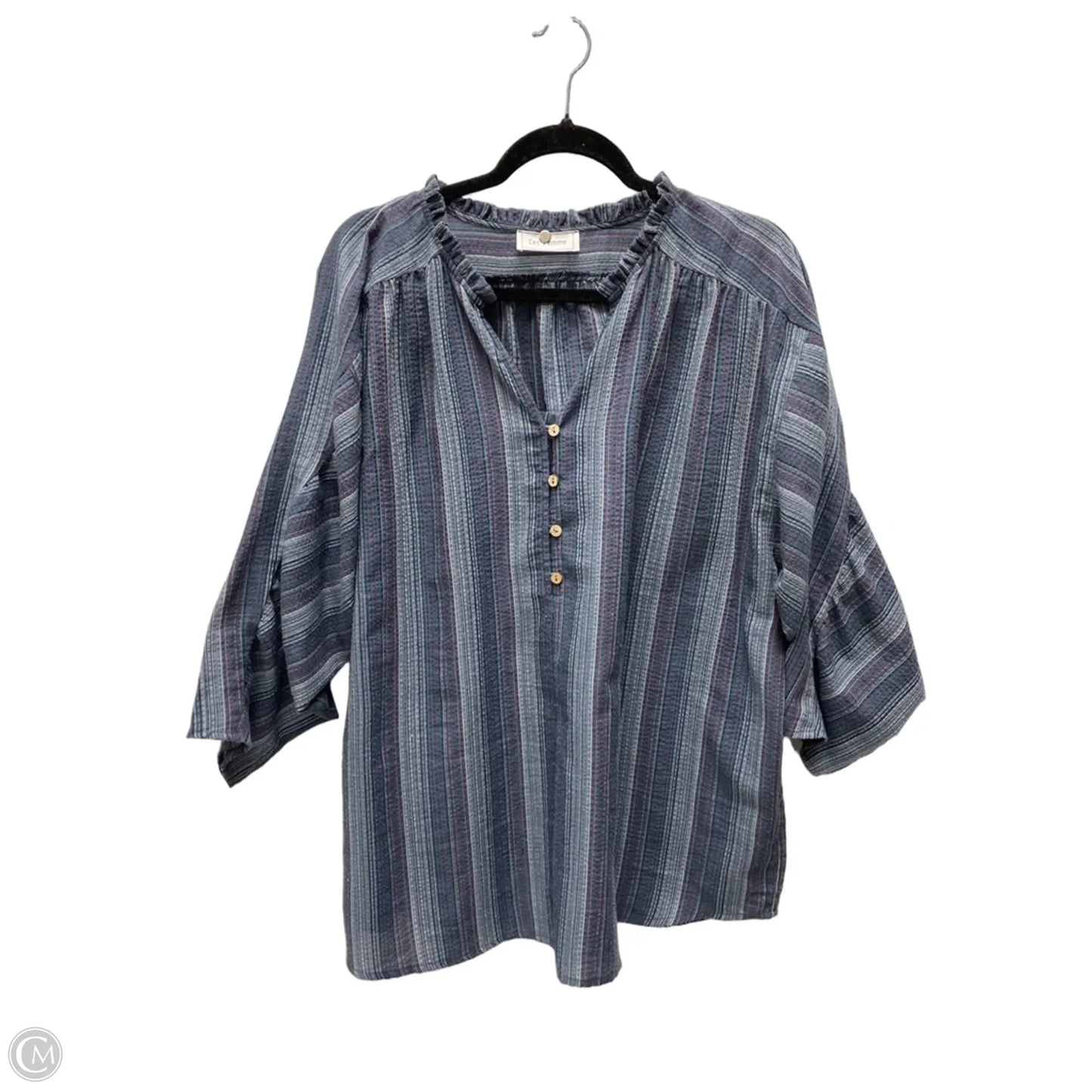 Top Long Sleeve By Ces Femme In Striped Pattern, Size: L