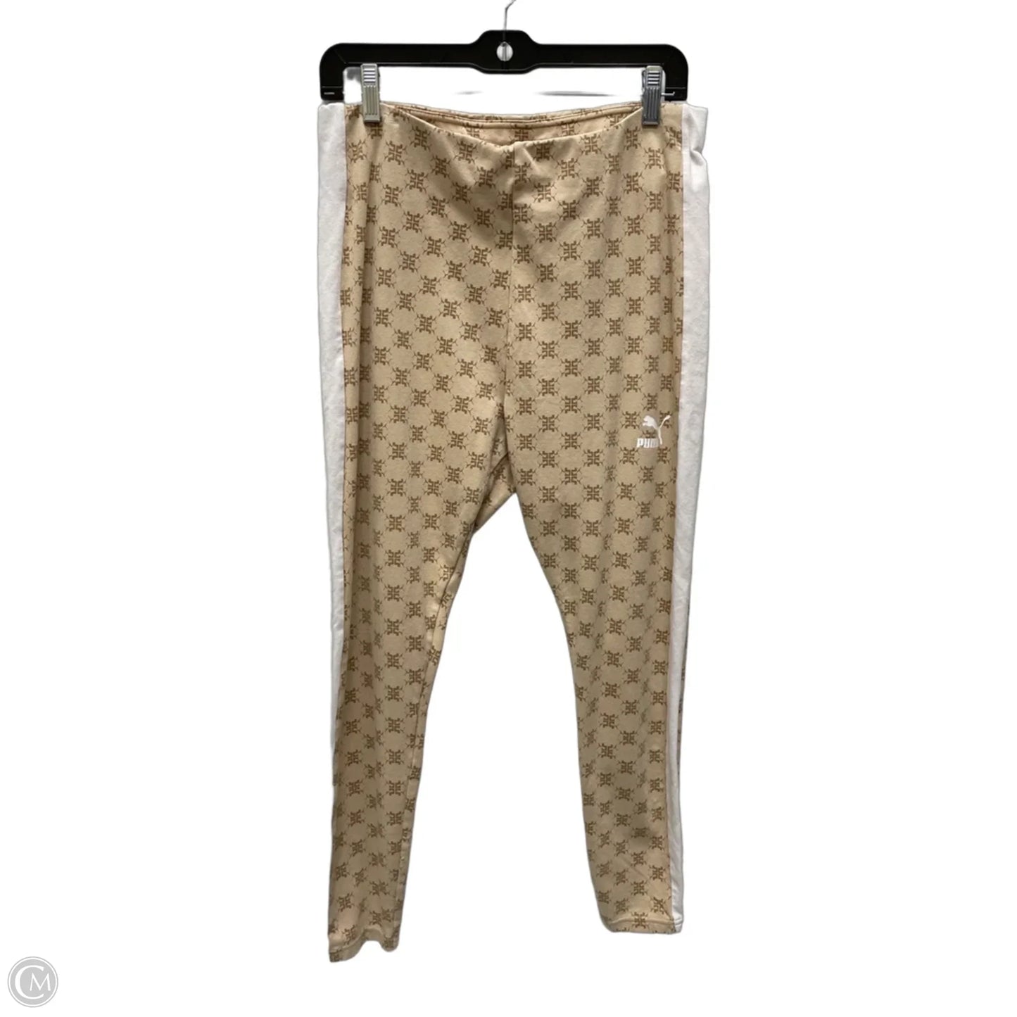 Athletic Leggings By Puma In Tan & White, Size: L