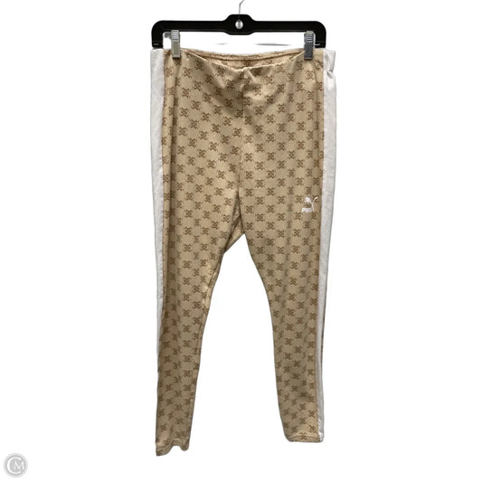 Athletic Leggings By Puma In Tan & White, Size: L