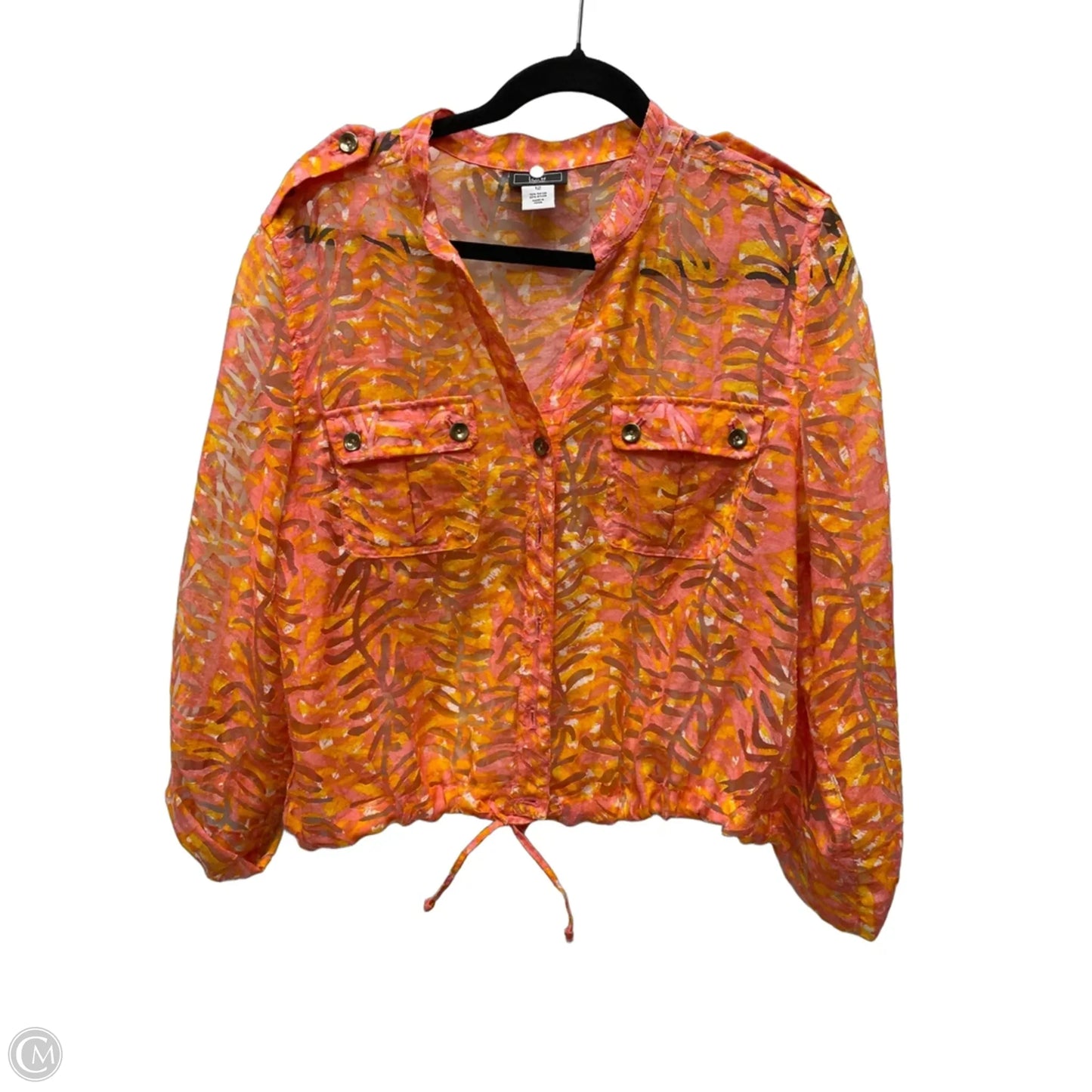 Top Long Sleeve By Lark Lane In Orange & Pink, Size: L