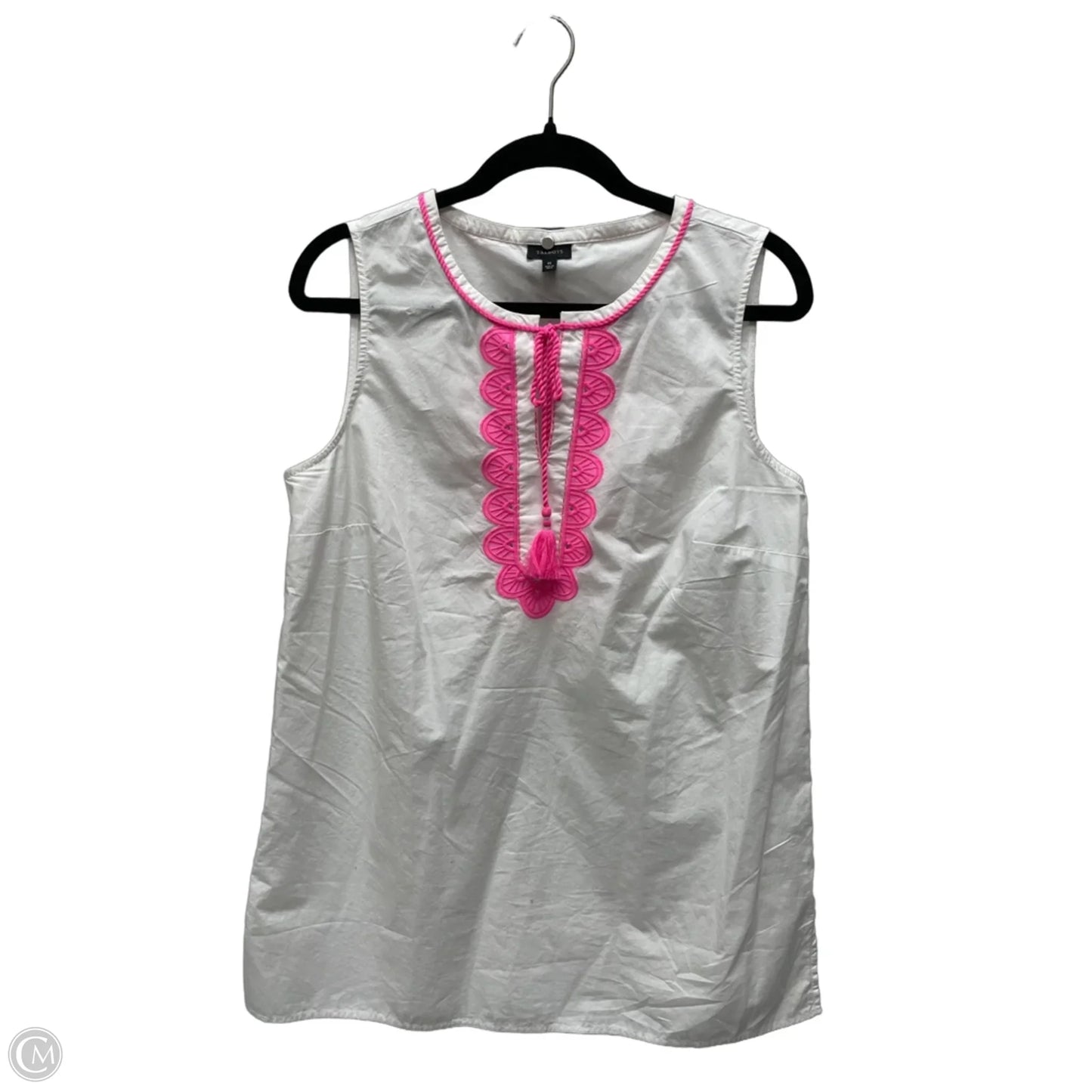 Top Sleeveless By Talbots In Pink & White, Size: M