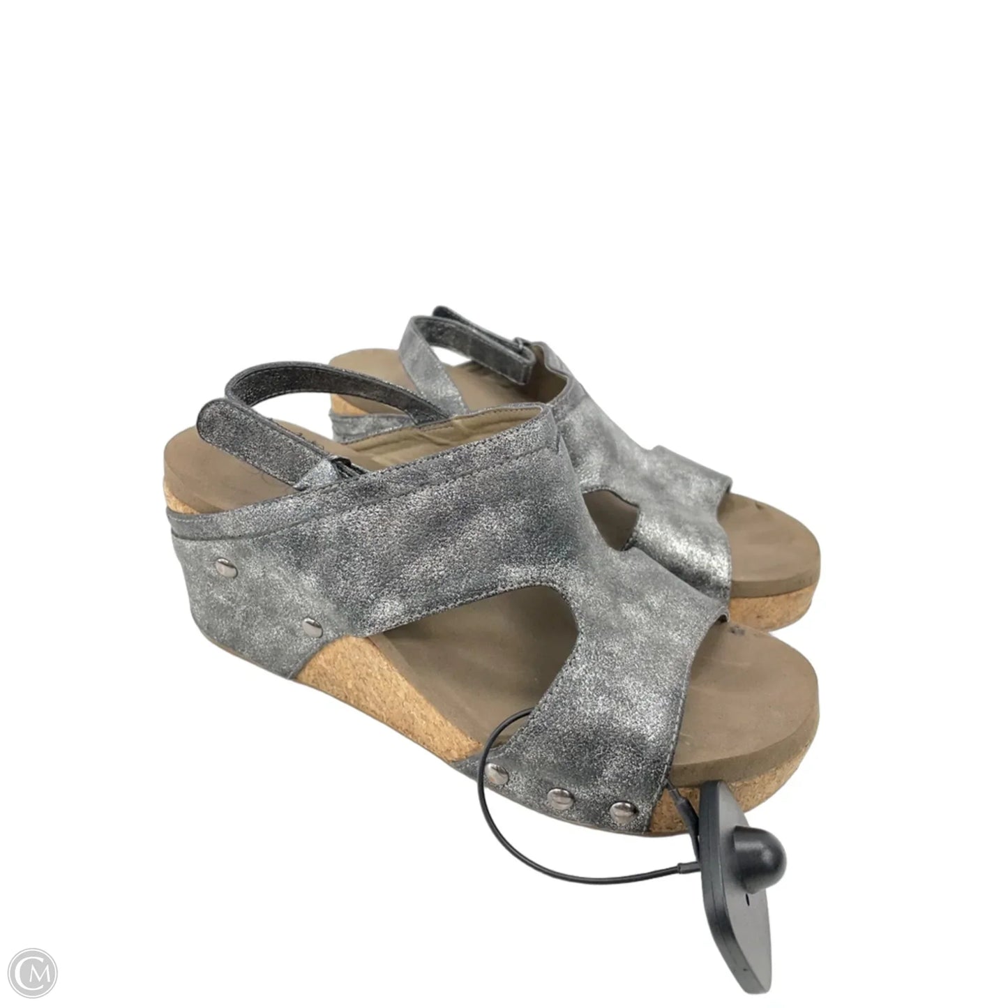 Sandals Heels Wedge By Corkys In Silver, Size: 7