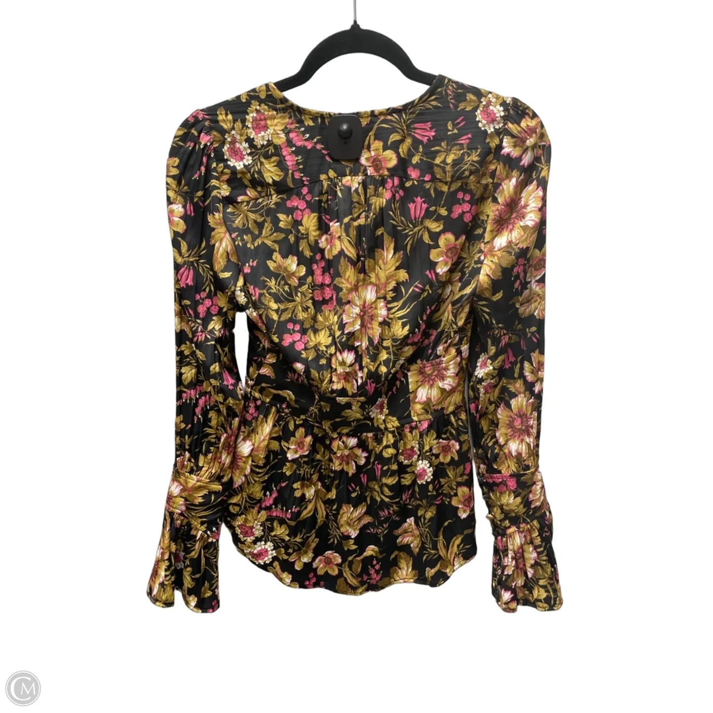 Top Long Sleeve By Anthropologie In Floral Print, Size: Xxs