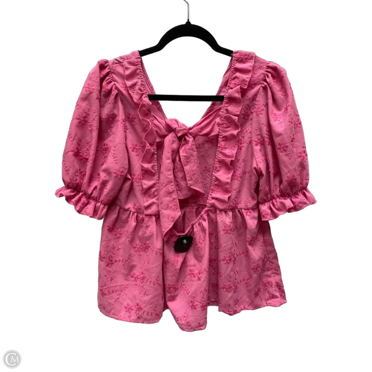 Top Short Sleeve By Shein In Pink, Size: L