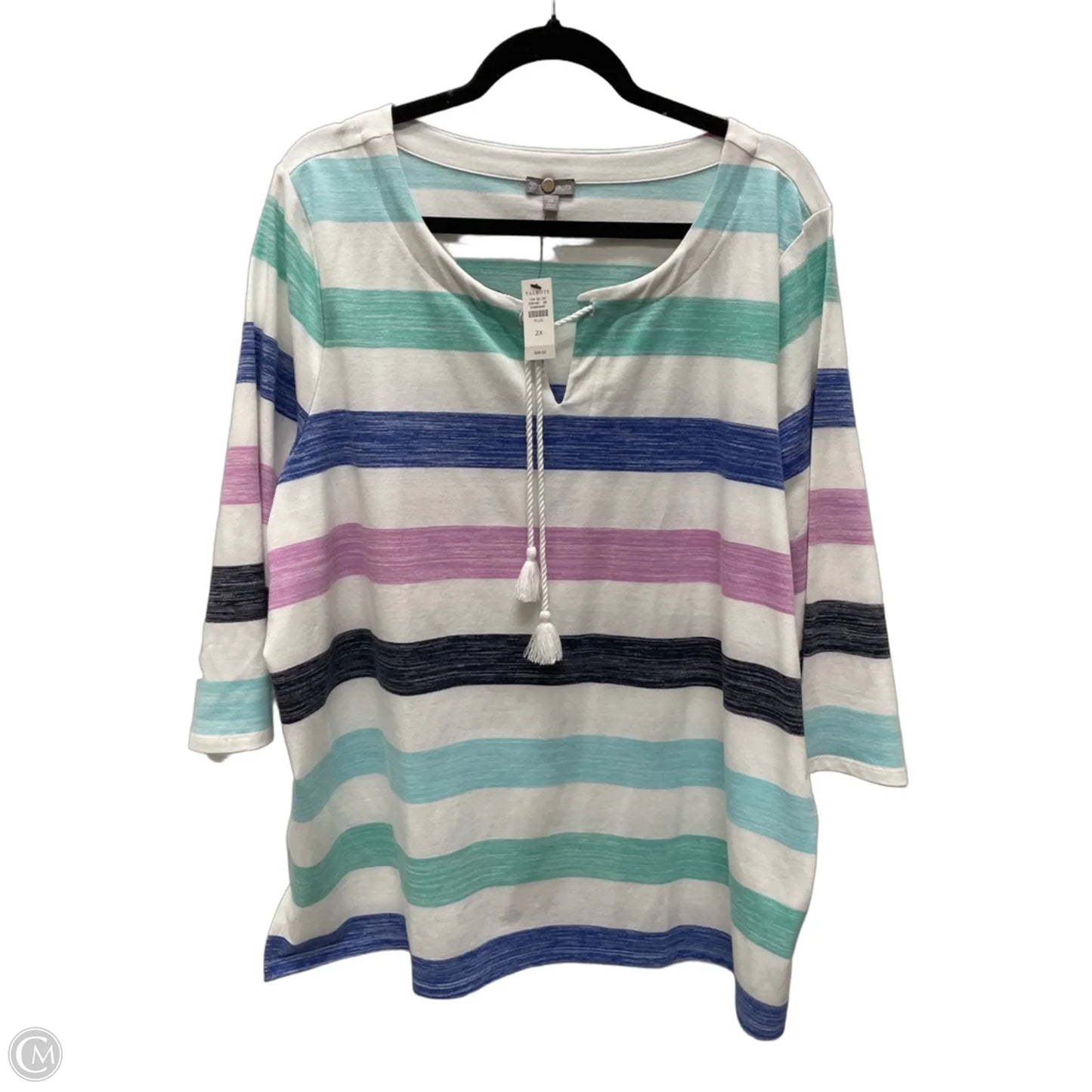 Top 3/4 Sleeve By Talbots In Striped Pattern, Size: 2x