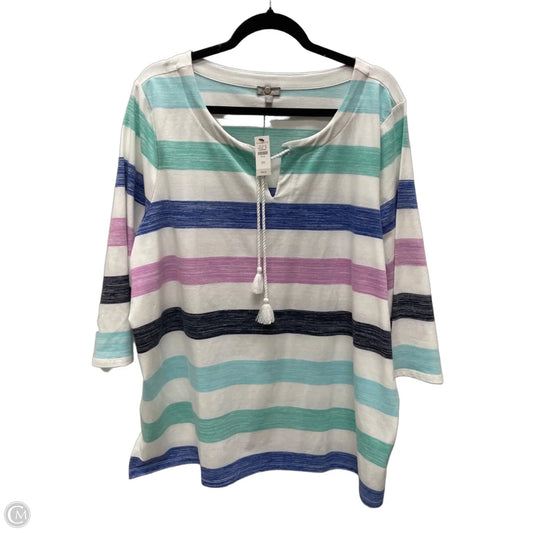 Top 3/4 Sleeve By Talbots In Striped Pattern, Size: 2x