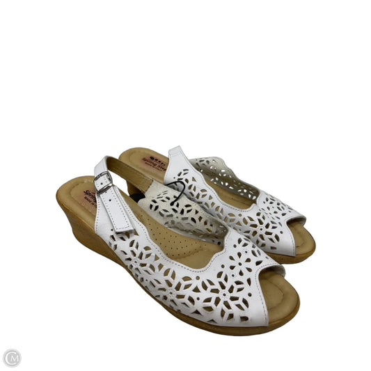 Sandals Heels Wedge By Spring Step In White, Size: 9.5