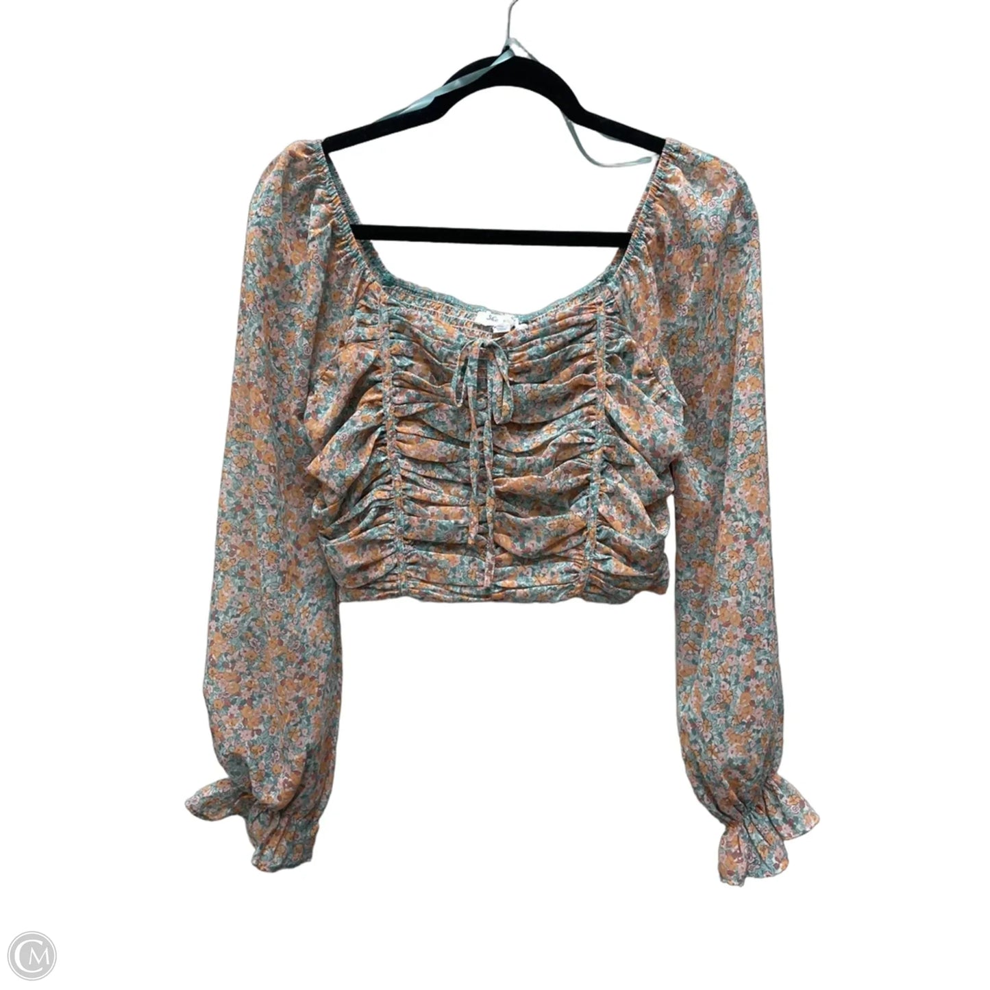 Top Long Sleeve By She + Sky In Floral Print, Size: S