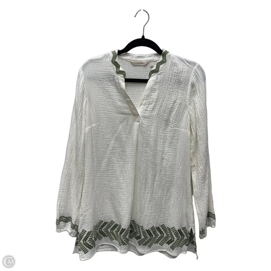 Top Long Sleeve By Soft Surroundings In Cream & Green, Size: S