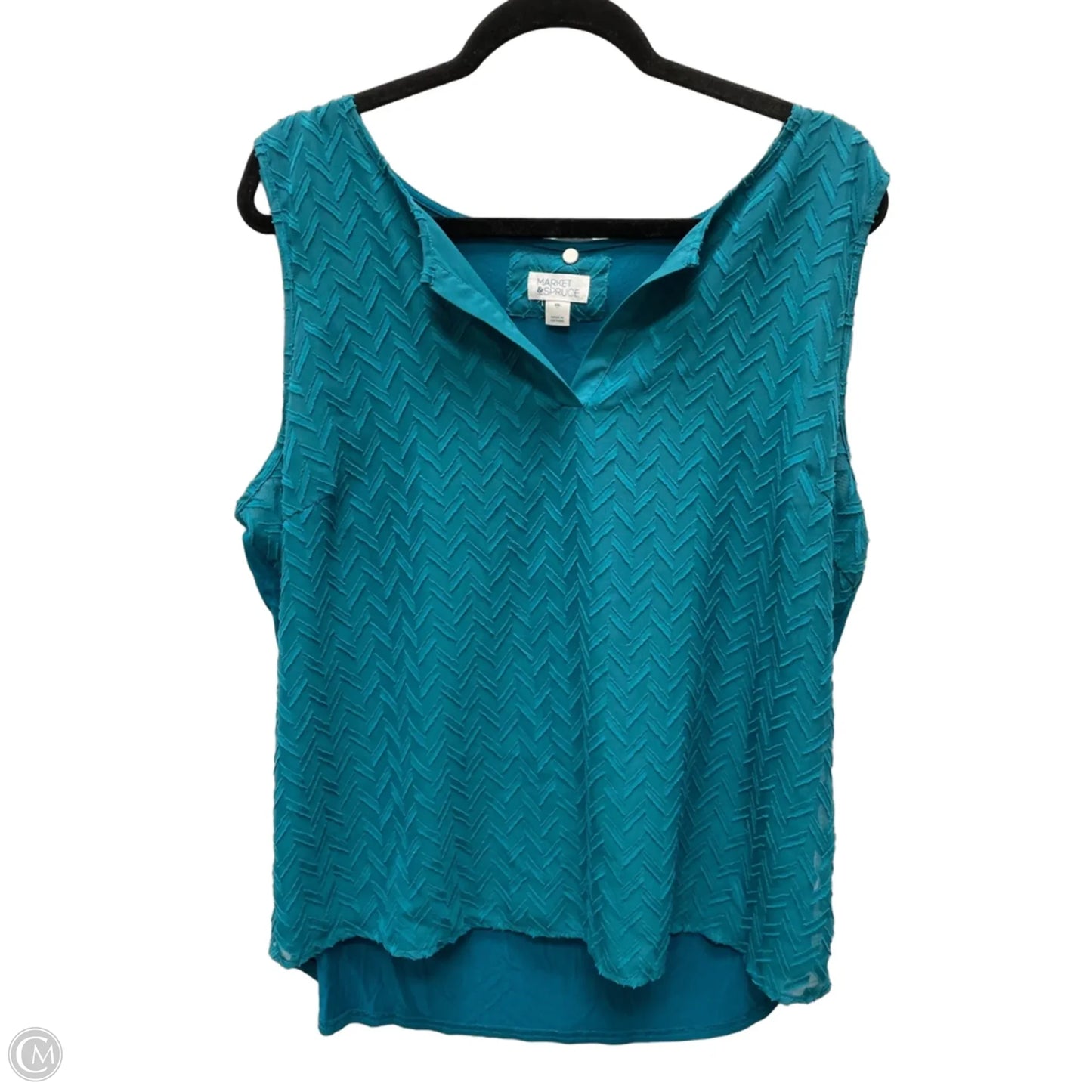 Top Sleeveless By Market & Spruce In Teal, Size: 2x