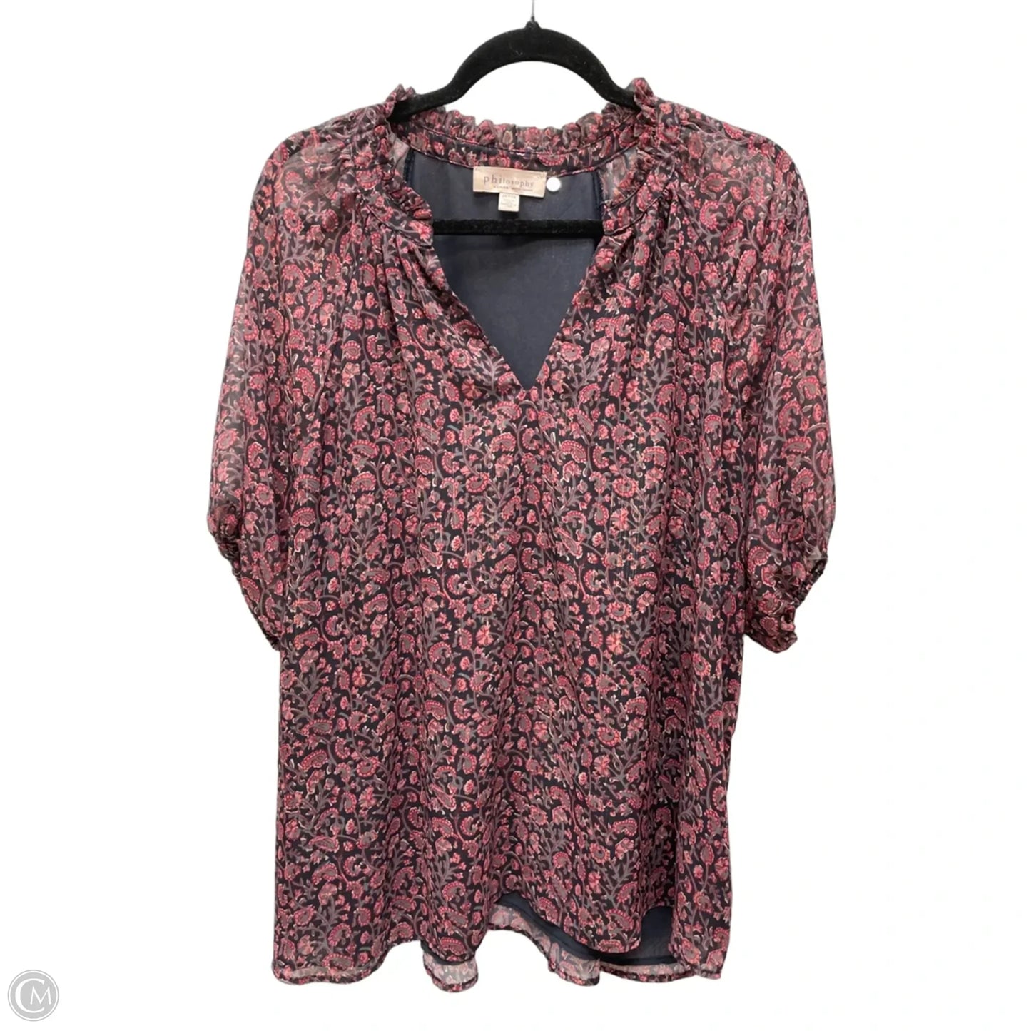 Top Short Sleeve By Philosophy In Paisley Print, Size: 2x