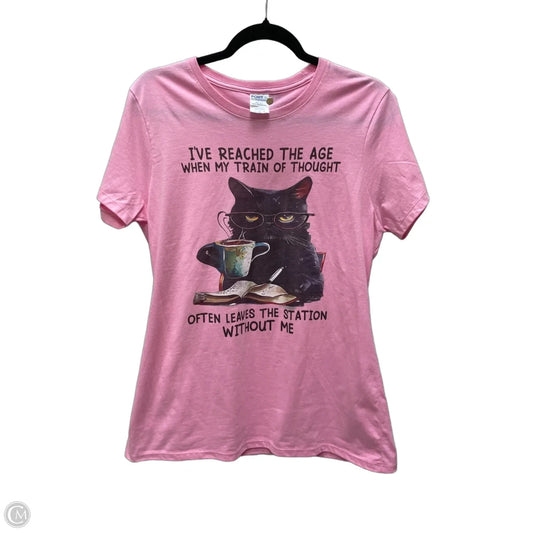 Top Short Sleeve By Port & Company In Pink, Size: L