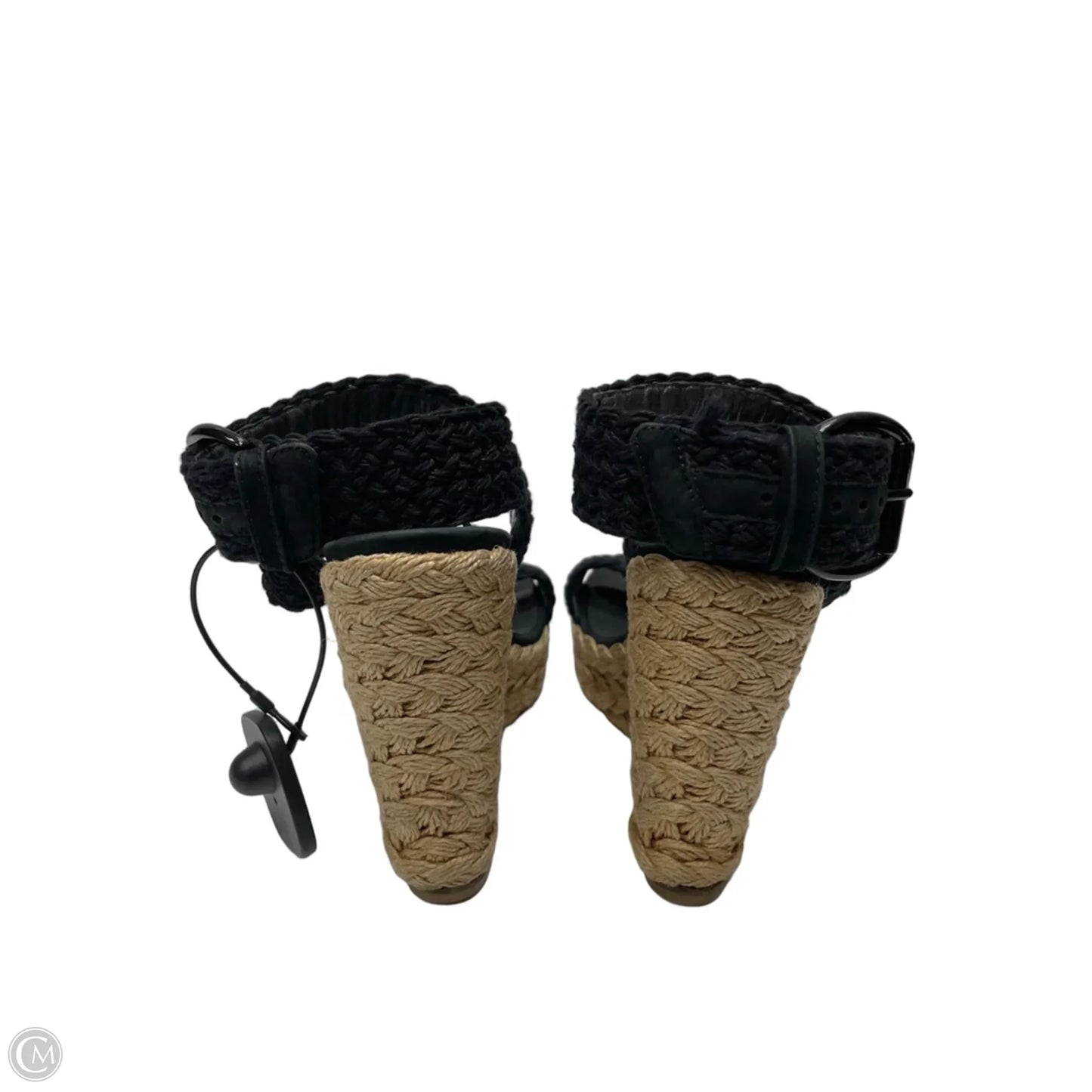 Sandals Heels Wedge By Clothes Mentor In Black, Size: 6.5