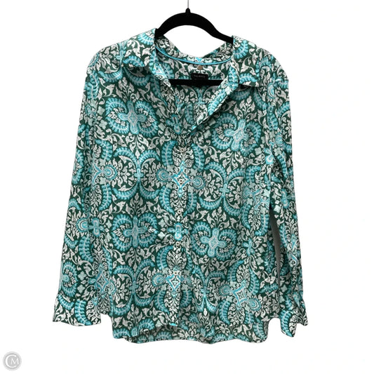 Top Long Sleeve By Talbots In Geometric Pattern, Size: Xl