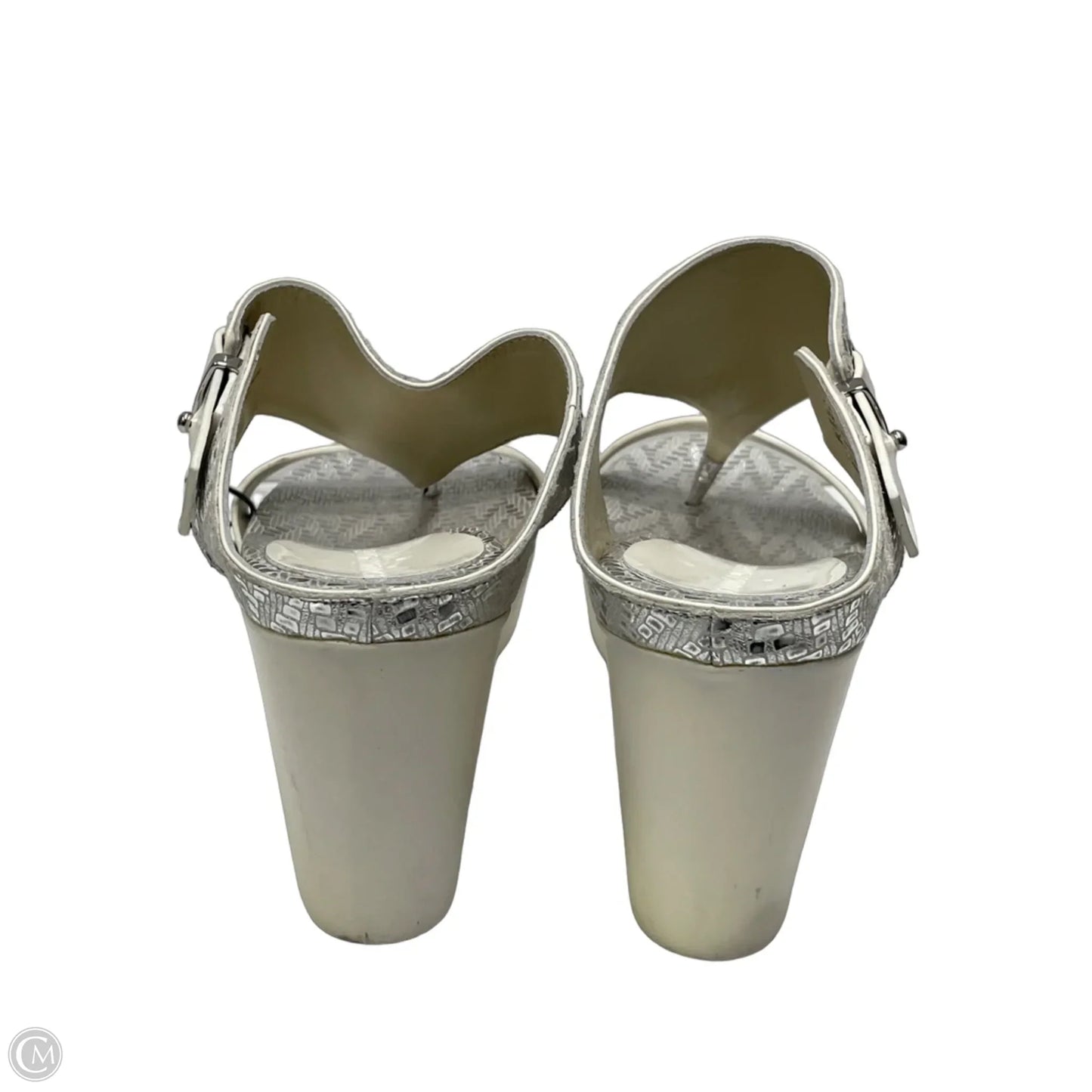 Sandals Heels Wedge By Donald Pliner In Silver & White, Size: 9