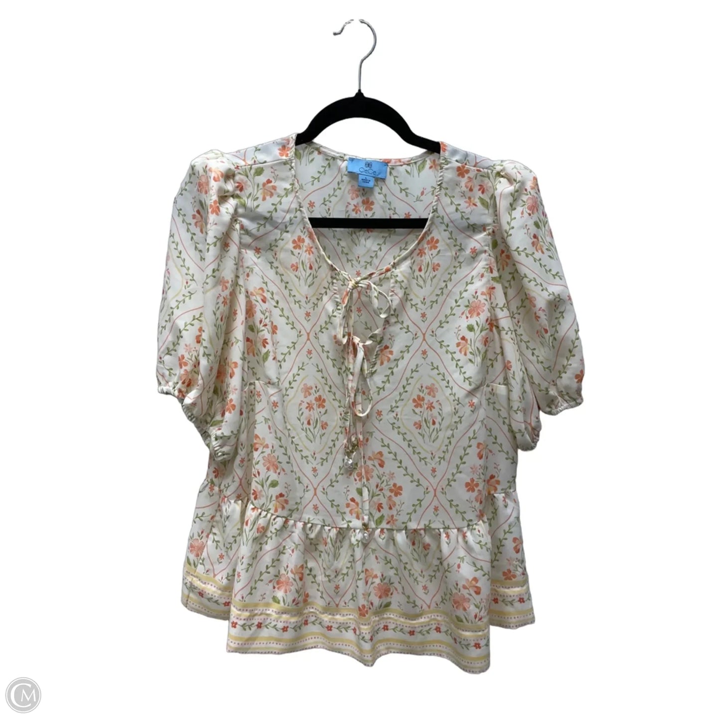 Top Short Sleeve By Cece In Floral Print, Size: L