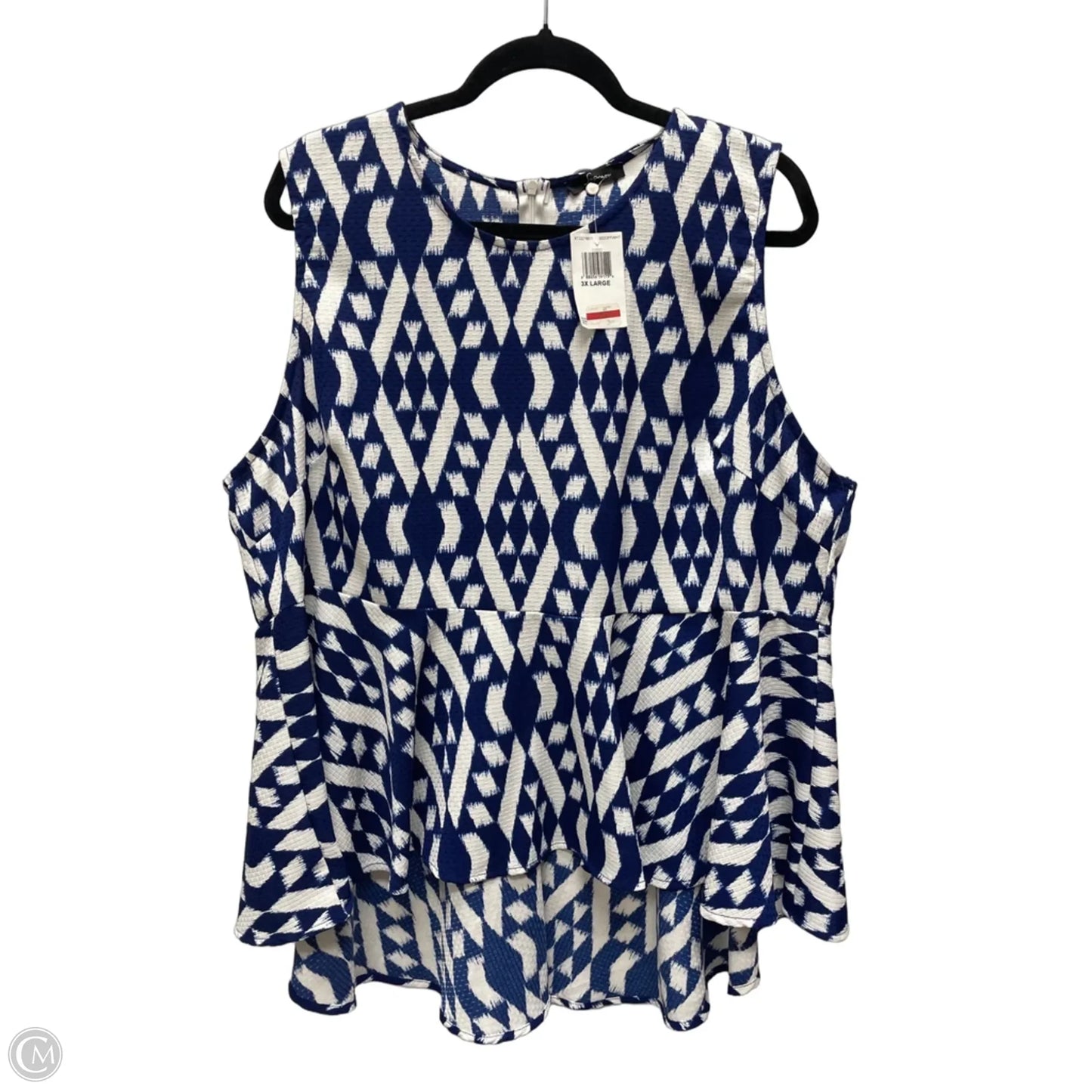 Top Sleeveless By Soprano In Blue & White, Size: 3x