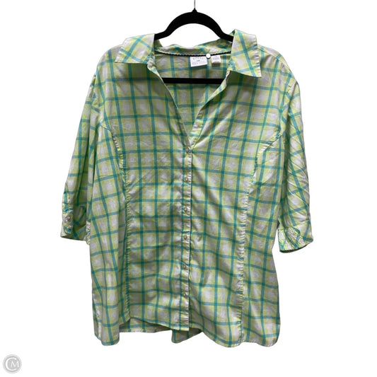 Top Short Sleeve By Riders In Plaid Pattern, Size: 2x