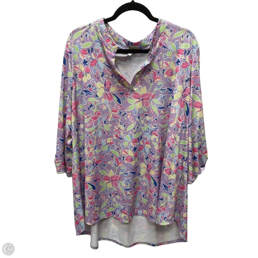 Top Long Sleeve By Honeyme In Floral Print, Size: 3x