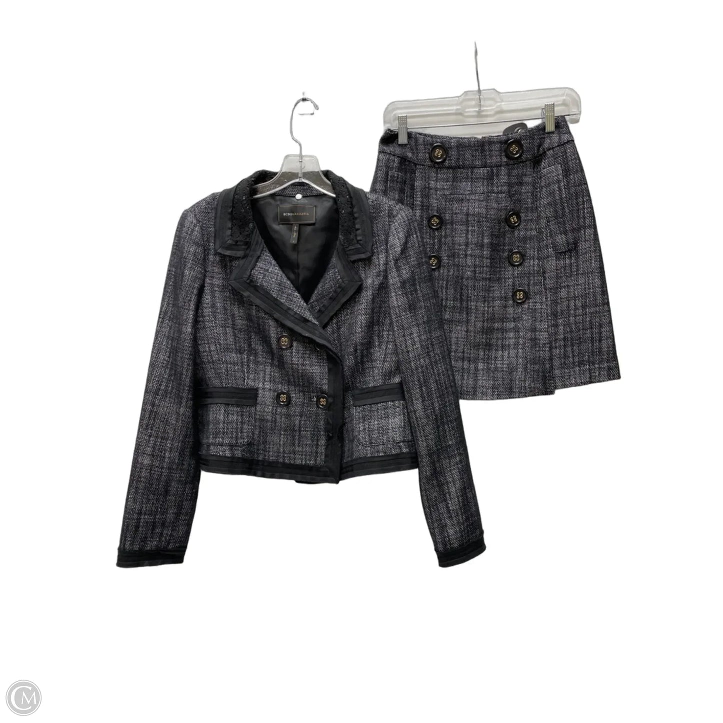 Skirt Set 2pc By Bcbgmaxazria In Black & Grey, Size: M