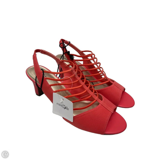 Sandals Heels Kitten By East 5th In Coral, Size: 9.5