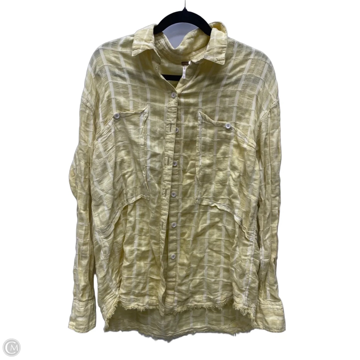 Top Long Sleeve By Free People In Plaid Pattern, Size: M