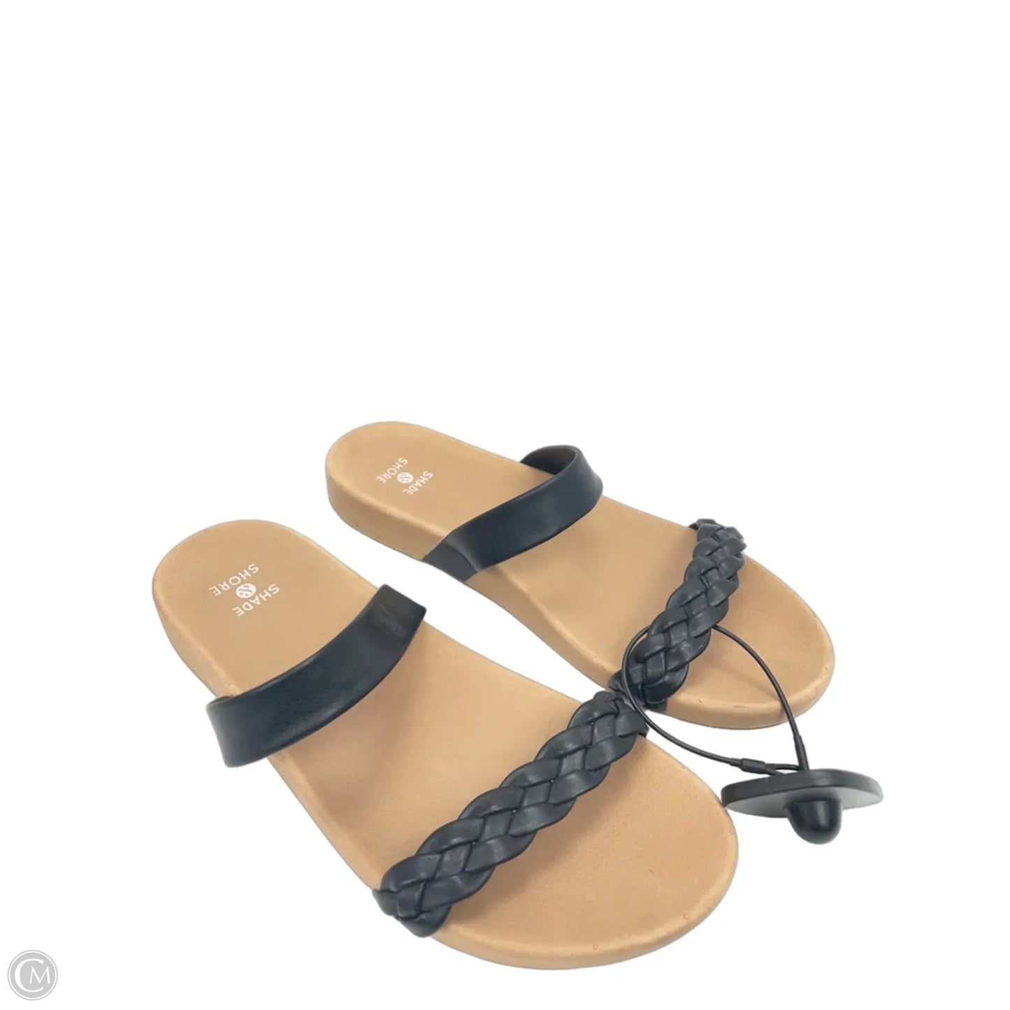Sandals Flats By Shade & Shore In Black & Brown, Size: 6