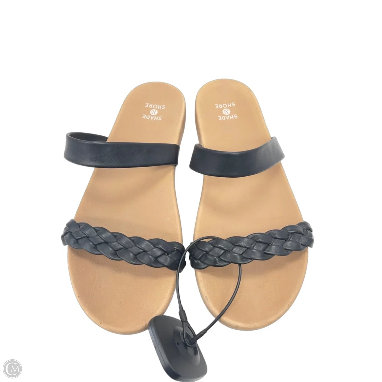 Sandals Flats By Shade & Shore In Black & Brown, Size: 6