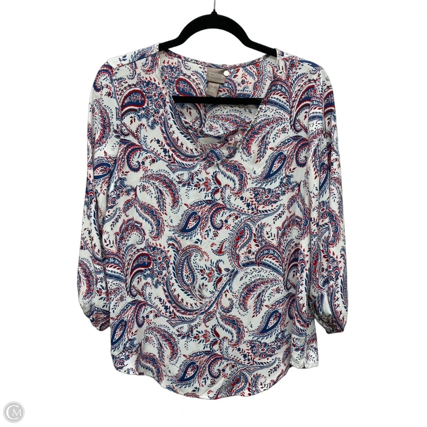 Blouse Long Sleeve By Chicos In Paisley Print, Size: M