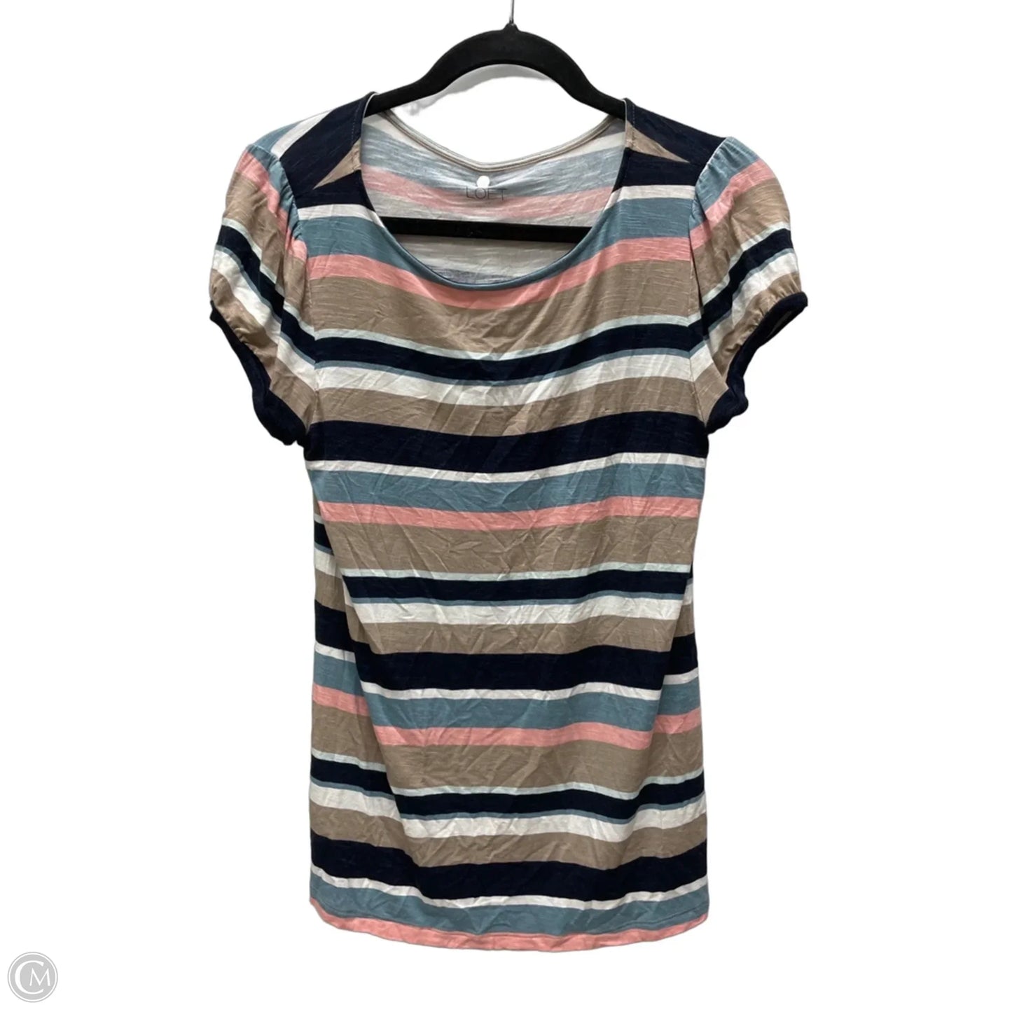 Top Short Sleeve By Loft In Striped Pattern, Size: M