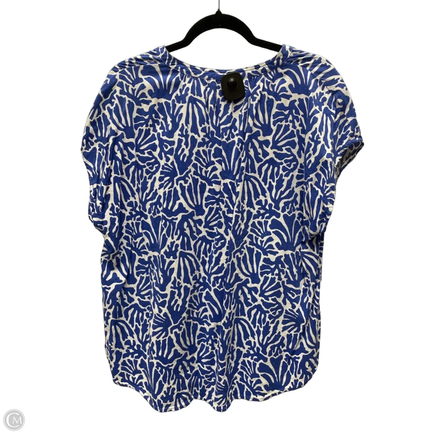 Top Short Sleeve By H&m In Blue & White, Size: L