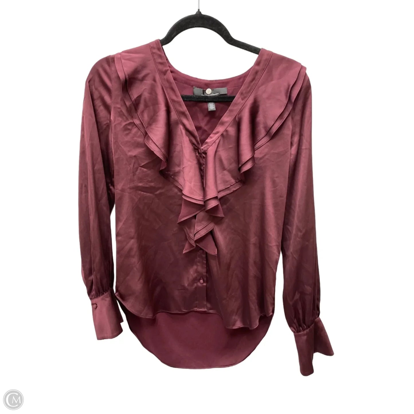 Blouse Long Sleeve By White House Black Market In Red, Size: Xs