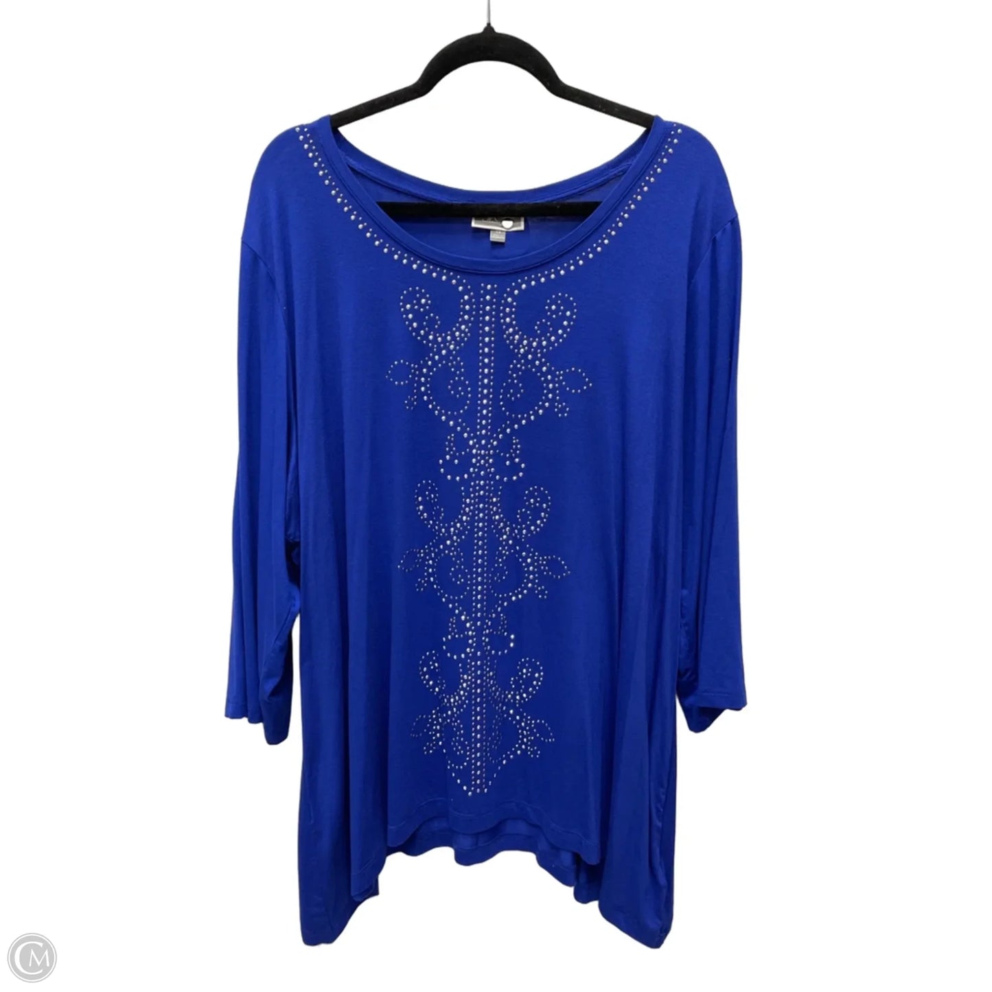 Top Long Sleeve By Jm Collections In Blue, Size: 3x