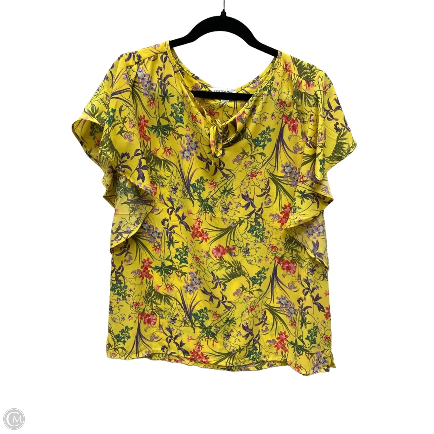 Blouse Short Sleeve By Counterparts In Floral Print, Size: L