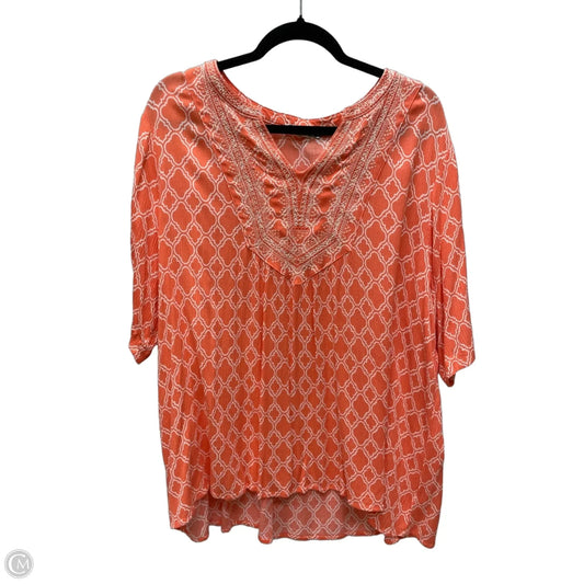 Top 3/4 Sleeve By One World In Geometric Pattern, Size: 3x