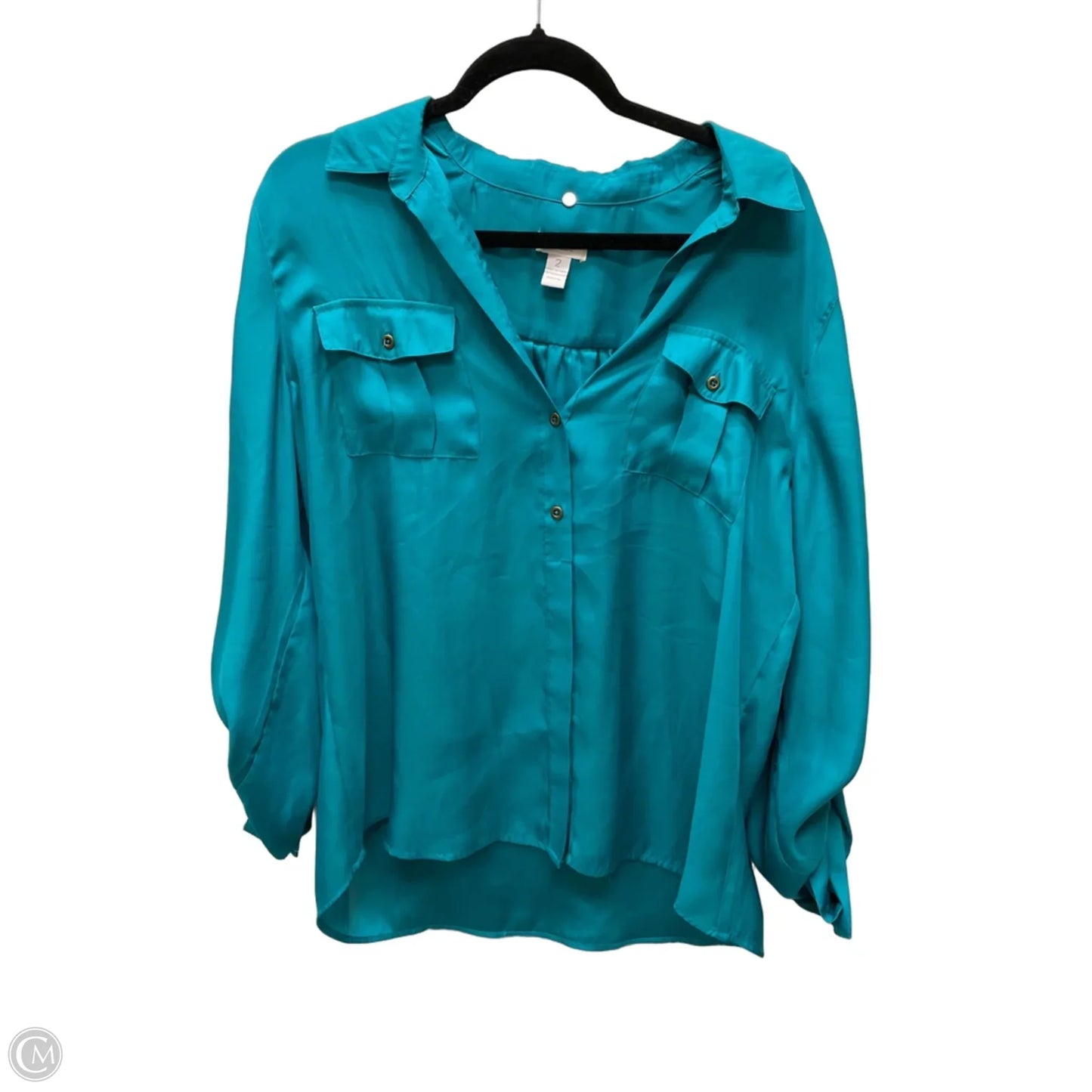 Blouse Long Sleeve By Chicos In Teal, Size: L