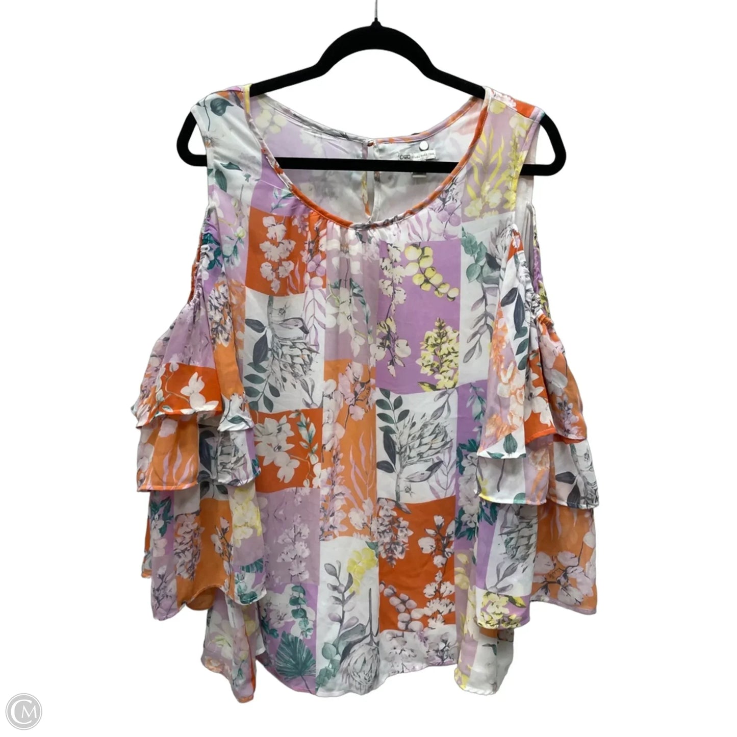Blouse Short Sleeve By Cato In Floral Print, Size: 1x