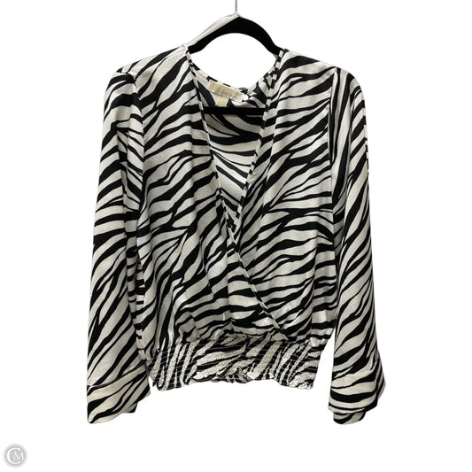Blouse Long Sleeve By Michael By Michael Kors In Zebra Print, Size: L
