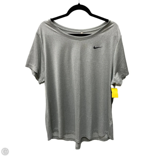 Athletic Top Short Sleeve By Nike In Grey, Size: 2x