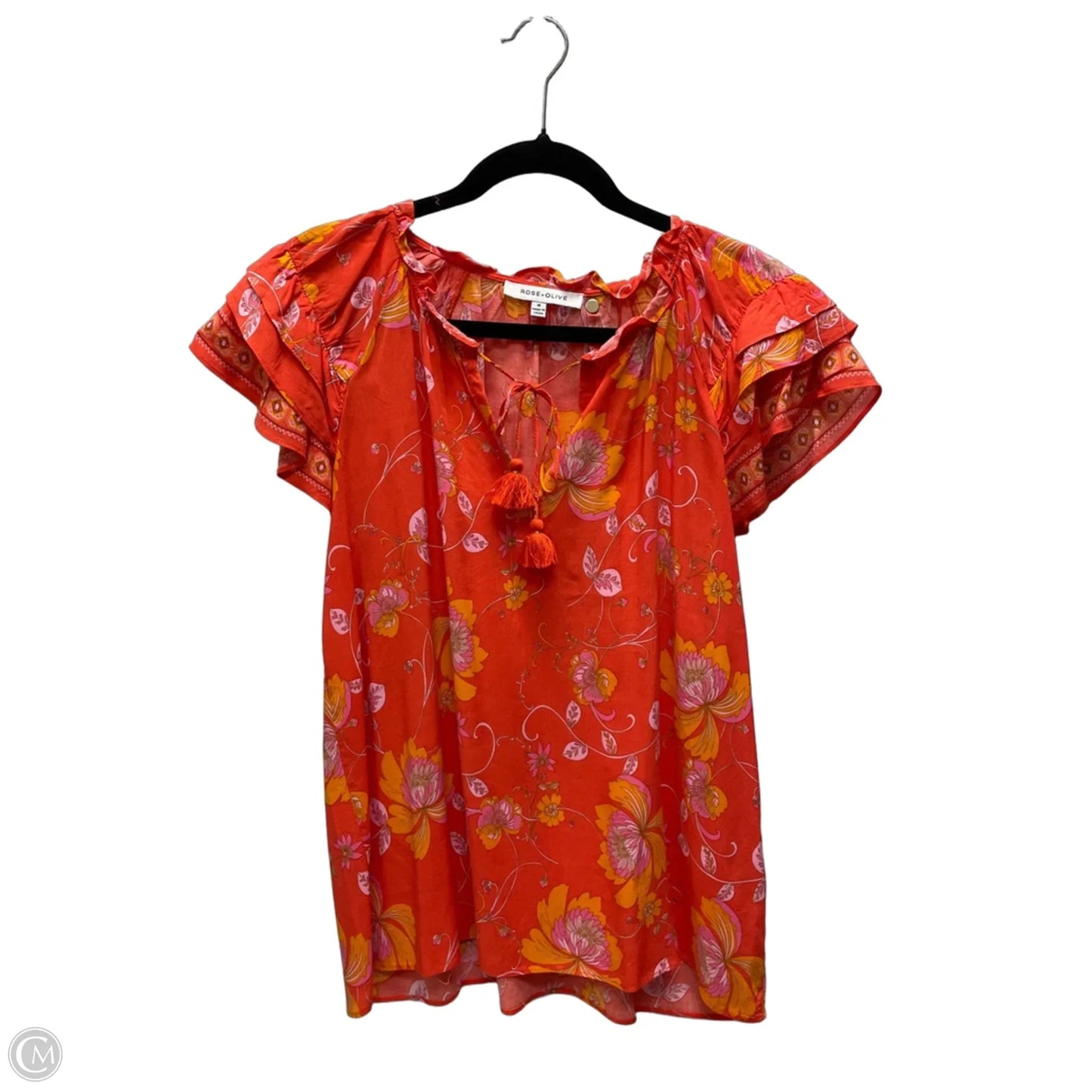 Top Short Sleeve By Rose And Olive In Floral Print, Size: M