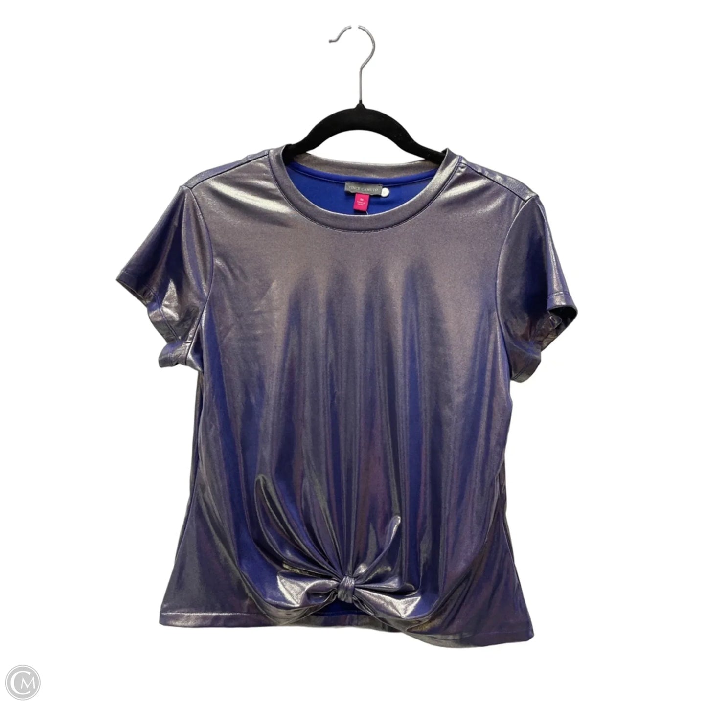 Blouse Short Sleeve By Vince Camuto In Silver, Size: M
