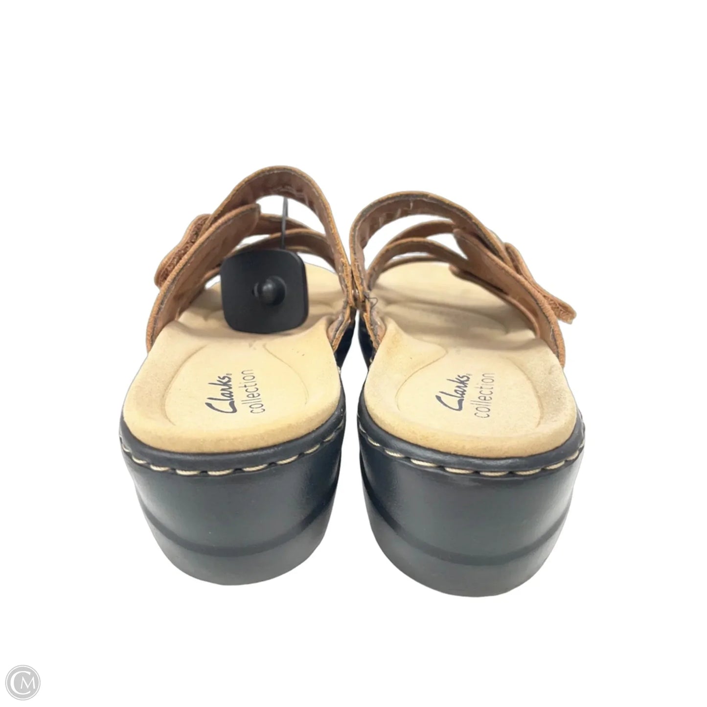 Sandals Heels Wedge By Clarks In Brown, Size: 7.5