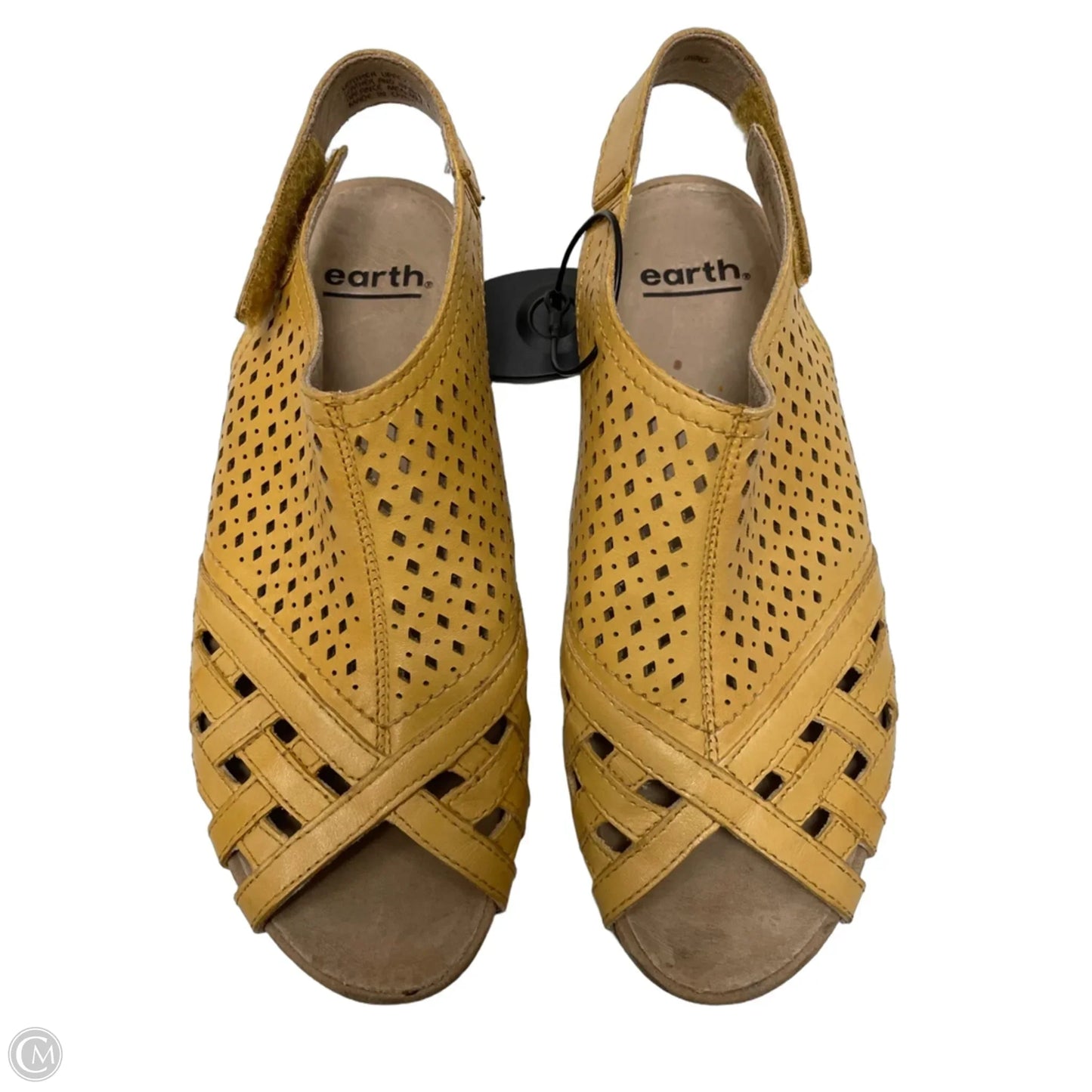 Sandals Heels Wedge By Earth In Yellow, Size: 7.5
