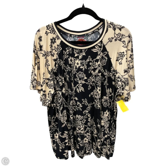 Top Short Sleeve By Johnny Was In Floral Print, Size: 1x