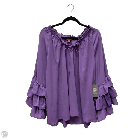 Blouse 3/4 Sleeve By Vince Camuto In Purple, Size: 3x