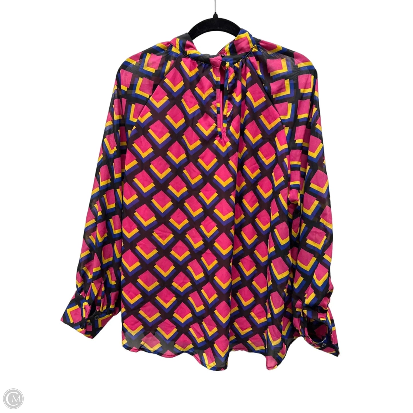 Blouse Long Sleeve By New York And Co In Geometric Pattern, Size: 2x