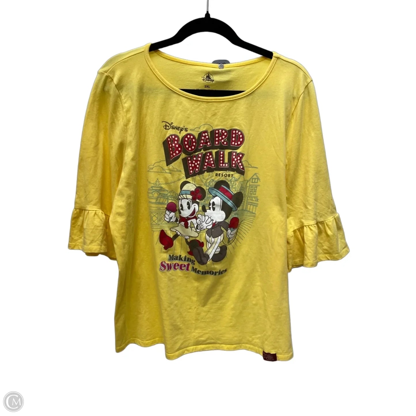 Top Short Sleeve By Disney In Yellow, Size: 2x